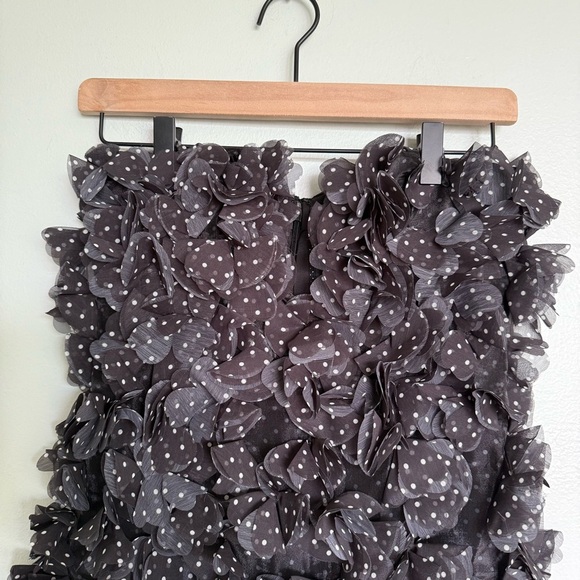 Anthropologie Maeve 3D Floral Black & White Polka Dot Mini Dress - Picture 10 of 10